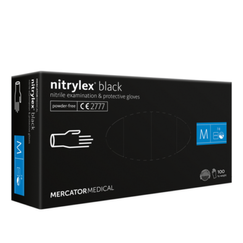 MercatorMedical nitrylex® fekete "M" orvosi púdermentes nitril gumikesztyű 100db