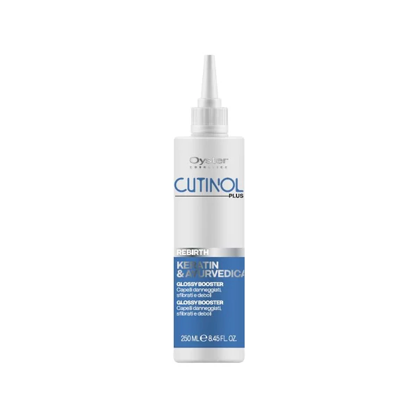 CUTINOL PLUS REBIRTH GLOSSY BOOSTER - Keratin & Protein Complex újjáépítő elixír roncsolt, töredezett hajra 250ml